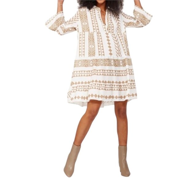 Silk & Salt Dresses & Skirts - Silk & Salt Boho Flowy Dress In White & Green Size Medium